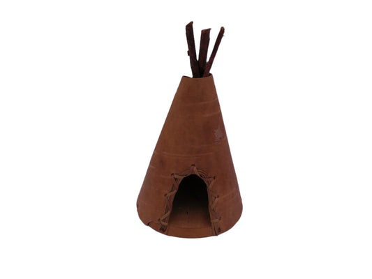 Vintage Indian Hand crafted  Leather Miniature Teepee Tent