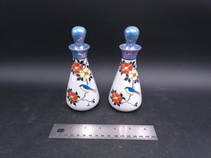 Japan Lusterware Vinegar and Oil Cruet Porcelain Bird Hand Painted
