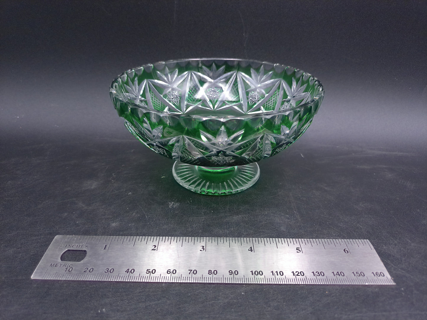 Emerald Green Lead Crystal Bowl Green Candy Dish Vintage