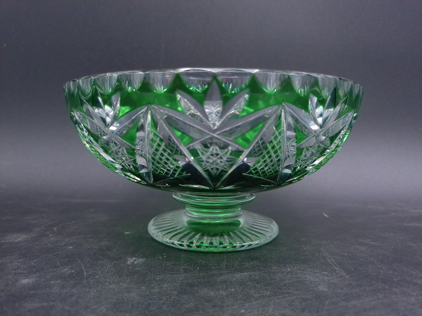 Emerald Green Lead Crystal Bowl Green Candy Dish Vintage
