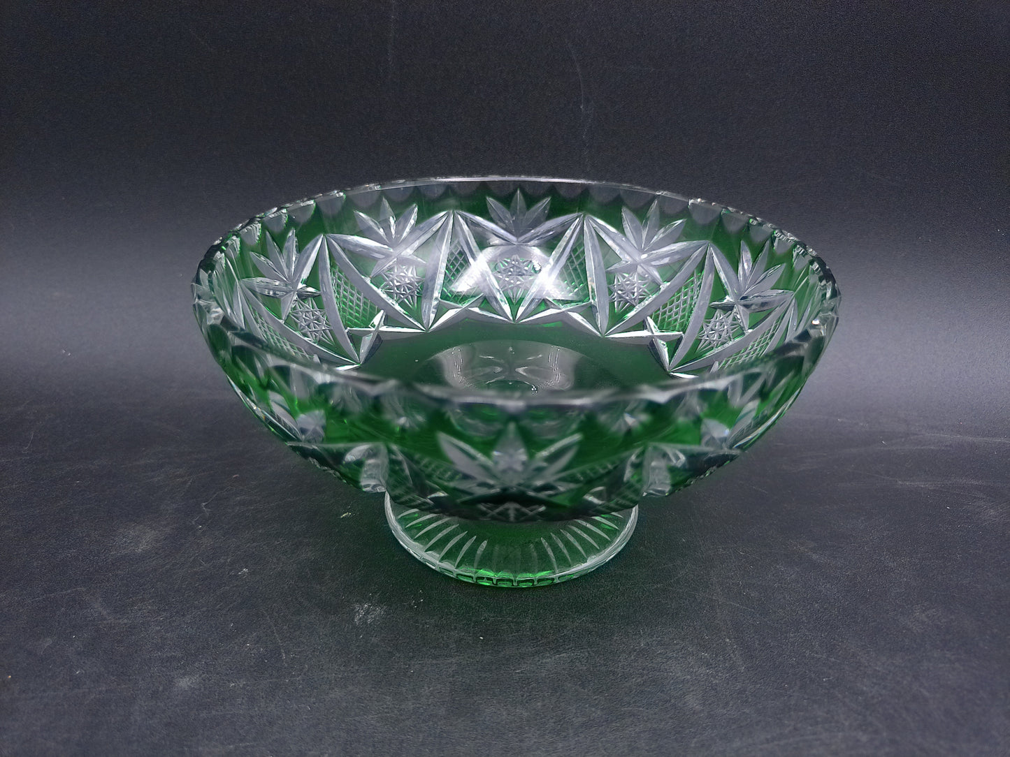Emerald Green Lead Crystal Bowl Green Candy Dish Vintage