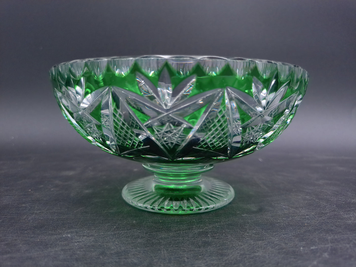 Emerald Green Lead Crystal Bowl Green Candy Dish Vintage