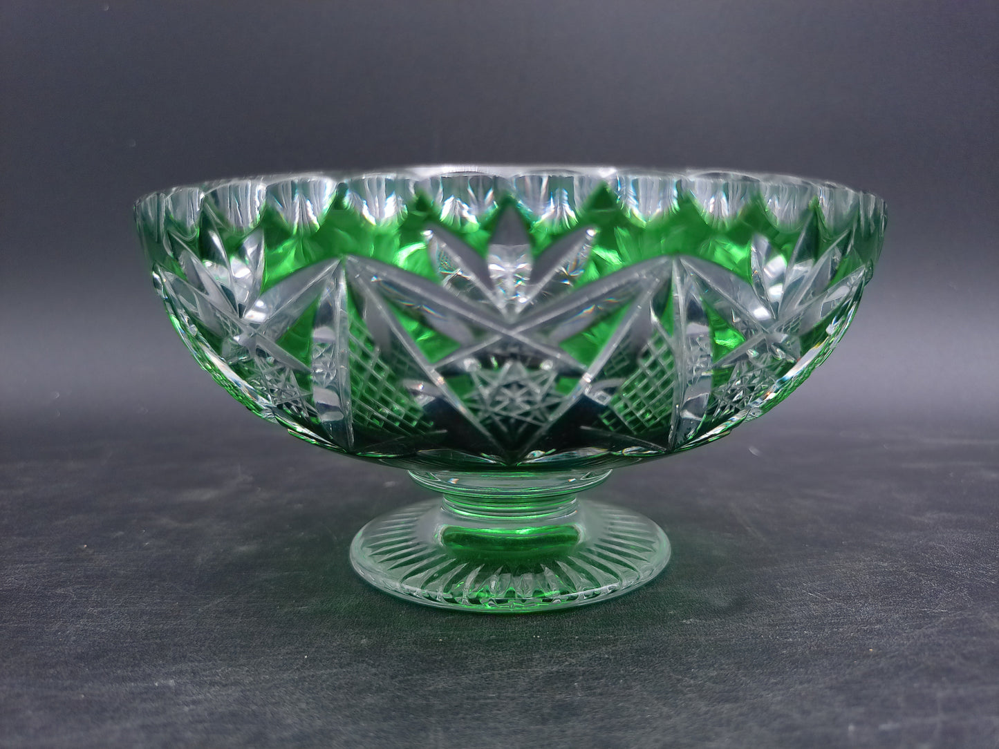 Emerald Green Lead Crystal Bowl Green Candy Dish Vintage