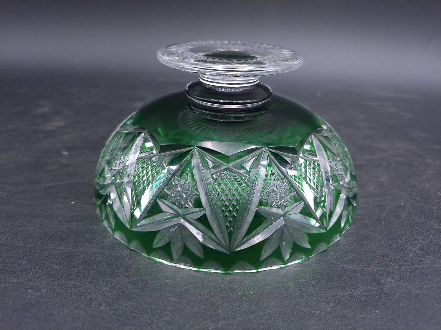 Emerald Green Lead Crystal Bowl Green Candy Dish Vintage