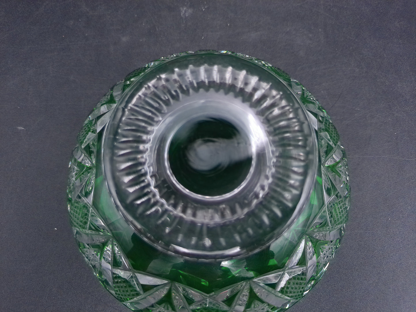 Emerald Green Lead Crystal Bowl Green Candy Dish Vintage