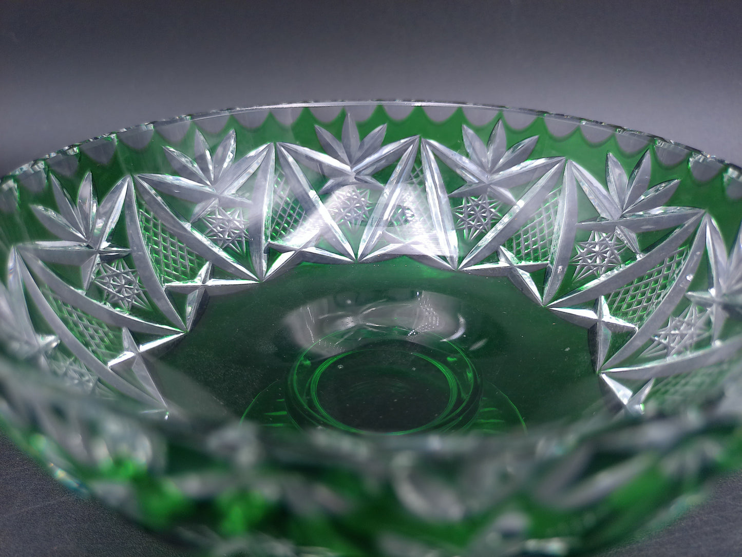 Emerald Green Lead Crystal Bowl Green Candy Dish Vintage