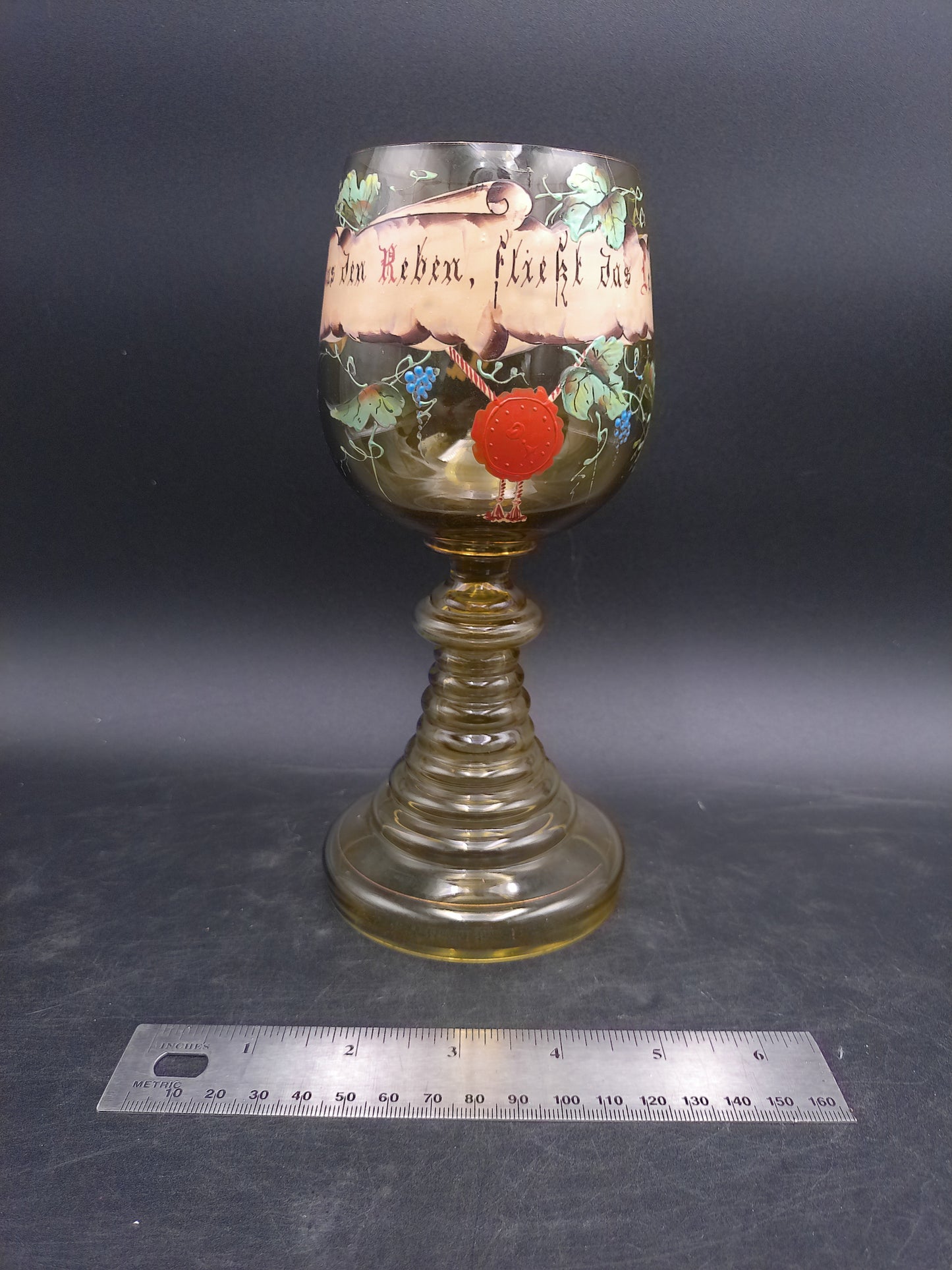 German Goblet Roemer German Wine Glass Hand Painted Vintage