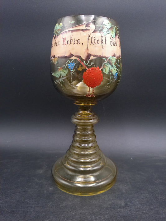 German Goblet Roemer German Wine Glass Hand Painted Vintage