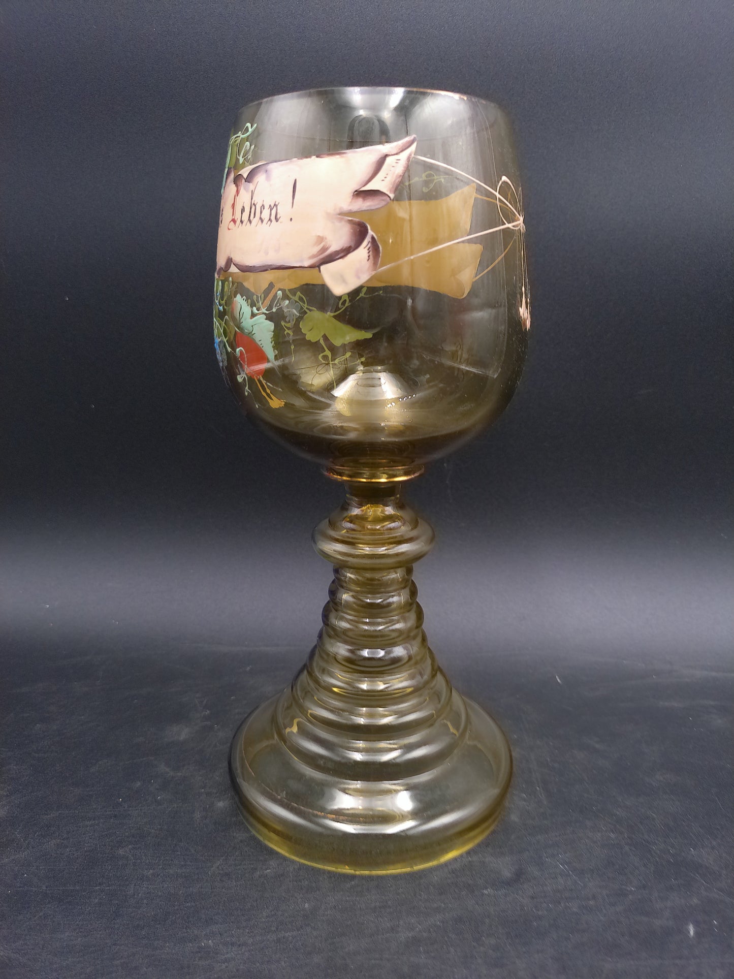 German Goblet Roemer German Wine Glass Hand Painted Vintage