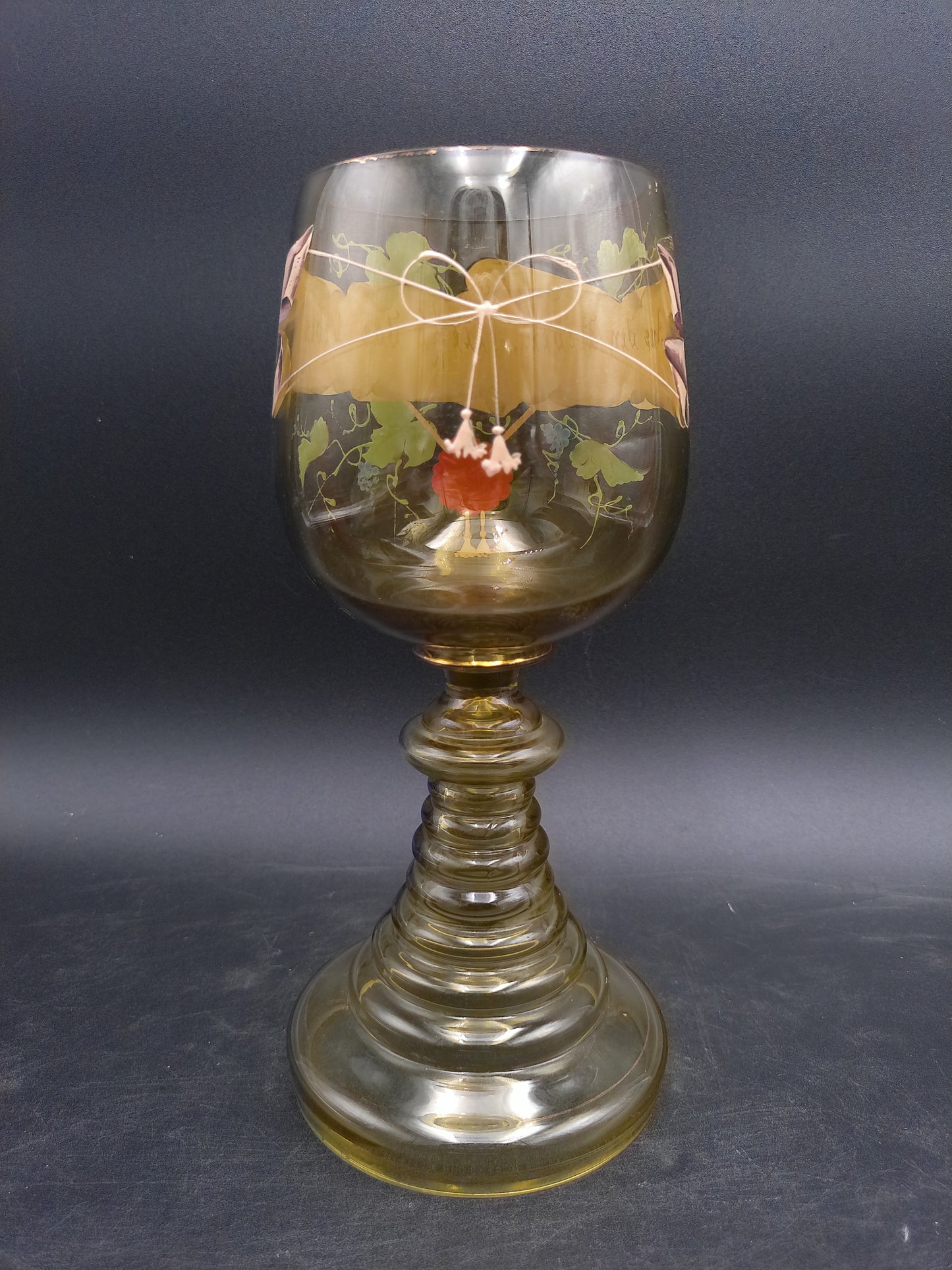 German Goblet Roemer German Wine Glass Hand Painted Vintage
