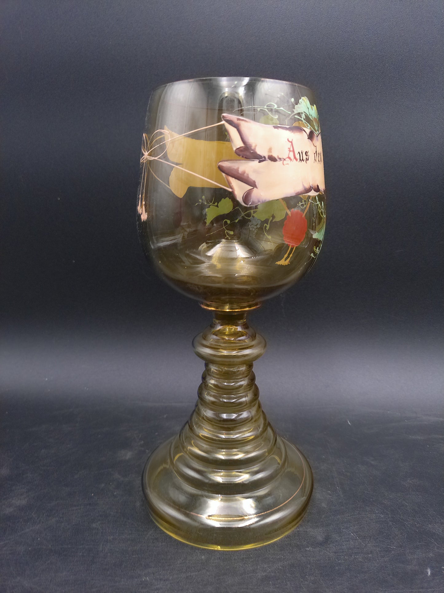 German Goblet Roemer German Wine Glass Hand Painted Vintage