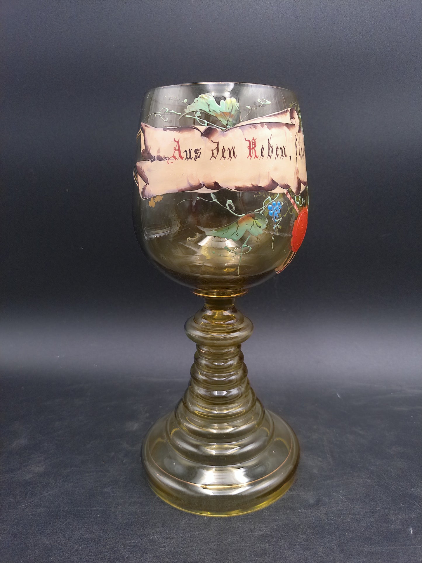 German Goblet Roemer German Wine Glass Hand Painted Vintage