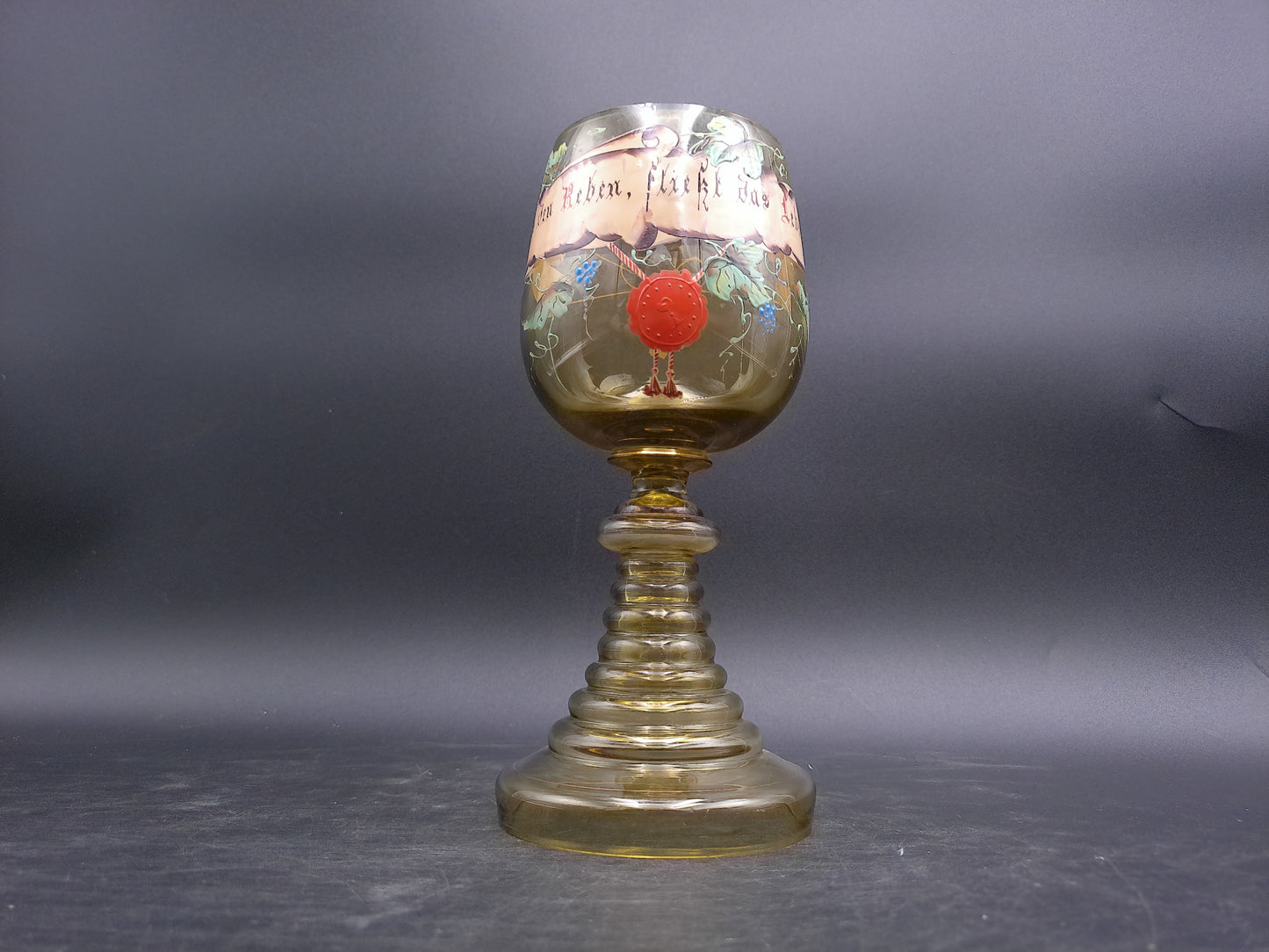 German Goblet Roemer German Wine Glass Hand Painted Vintage
