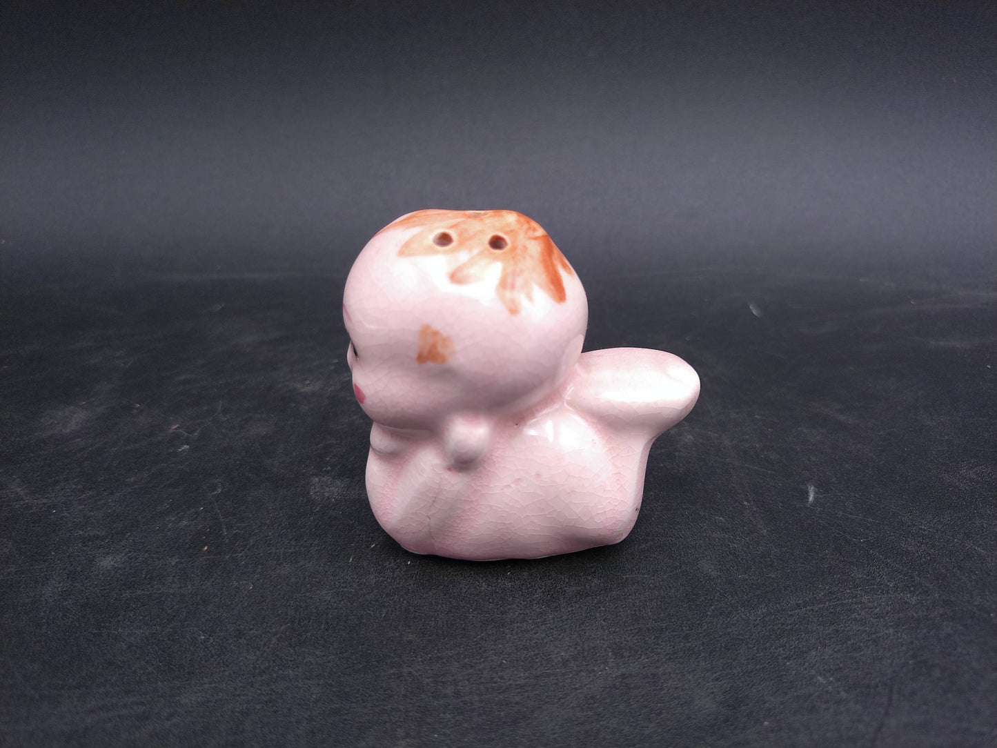 Kewpie Baby Doll Ceramic Salt Shaker And Flower Pepper Shaker