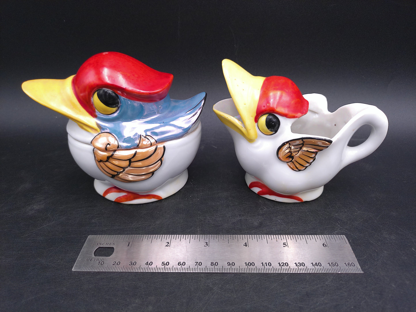 Blue Bird Big Beak Sugar Bowl Creamer Seagull Pelican Bird Creamer Pitcher