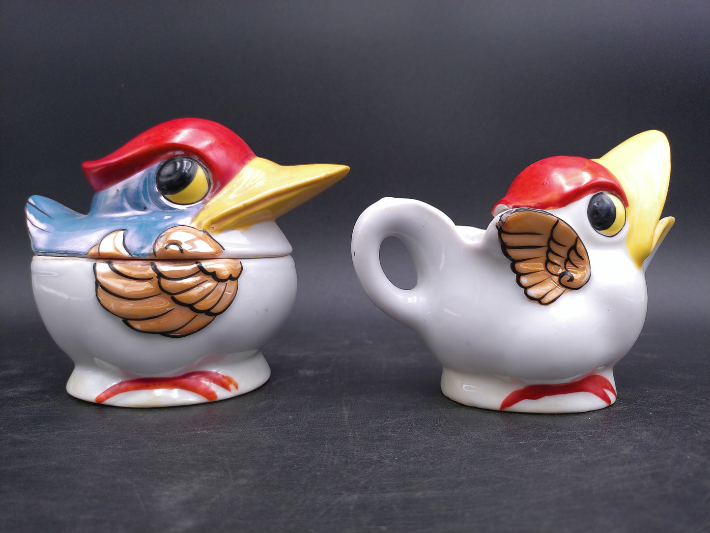 Blue Bird Big Beak Sugar Bowl Creamer Seagull Pelican Bird Creamer Pitcher