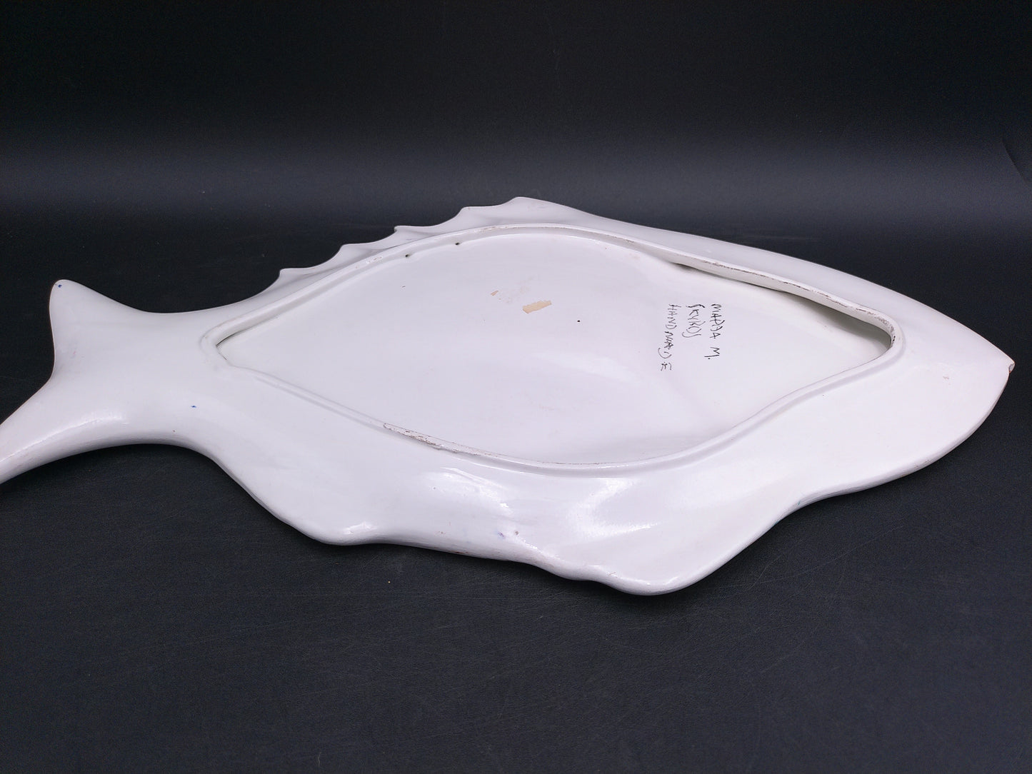 Hand Painted Ceramic Colorful Fish Platter Signed