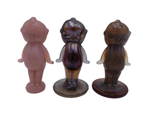 Kewpie Doll Glass Amethyst Slag Naked Baby Miniature Vintage 3" Figurine Lor of 3
