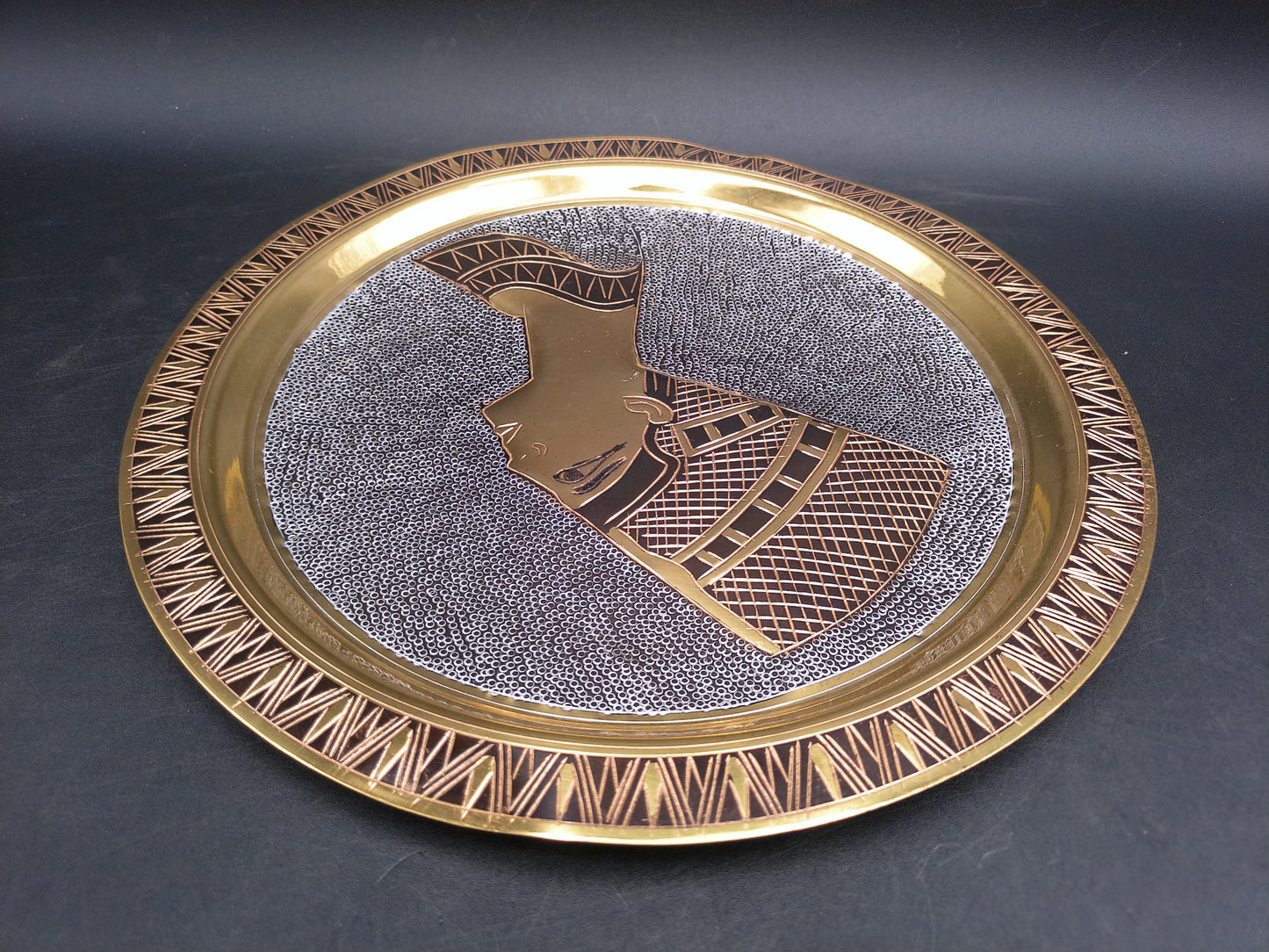 Egyptian Brass Wall Decor Hanging  Brass Plate Queen Nefertiti