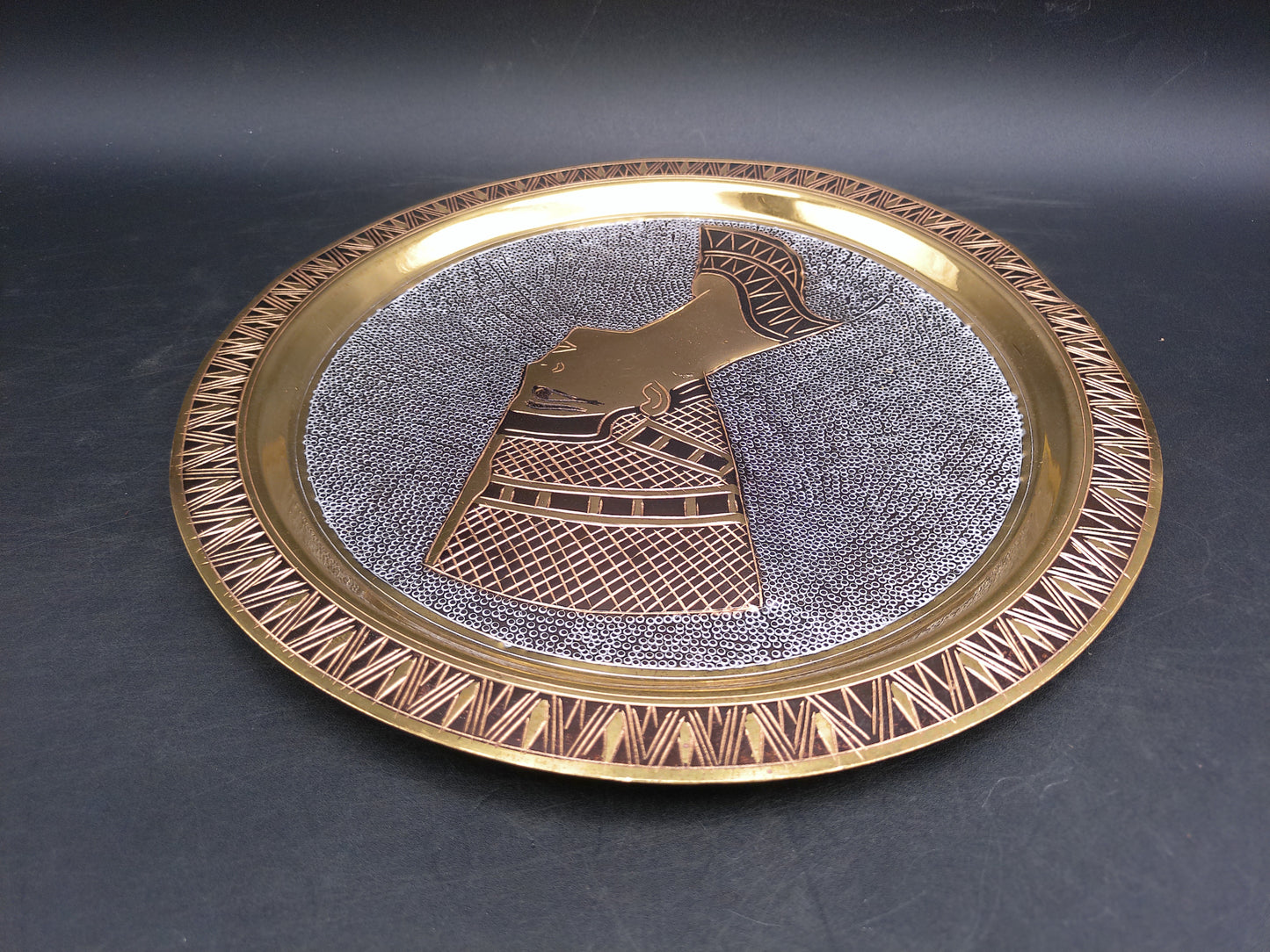 Egyptian Brass Wall Decor Hanging  Brass Plate Queen Nefertiti