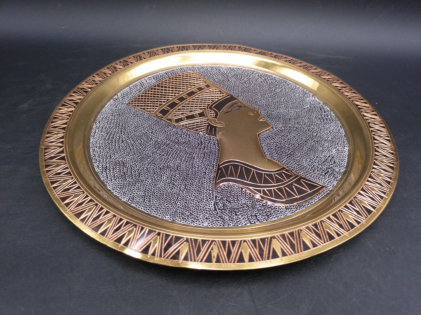 Egyptian Brass Wall Decor Hanging  Brass Plate Queen Nefertiti