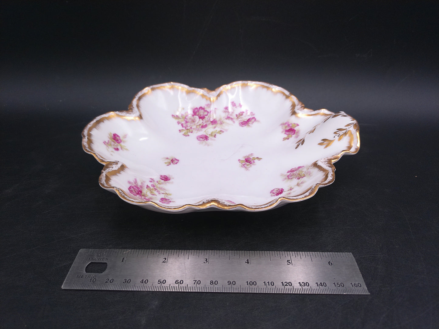Haviland & Co France Gold Rim Plate Relish Dish Vintage