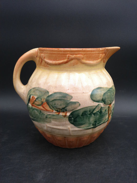 Roseville Antique Early Landscape Trees Stoneware Pottery Utility Jug Pitcher