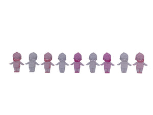 Kewpie crystal mascot figures Qty 9  pink and clear color