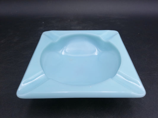 Ashtray Light Blue Opaque Glass Square Vintage