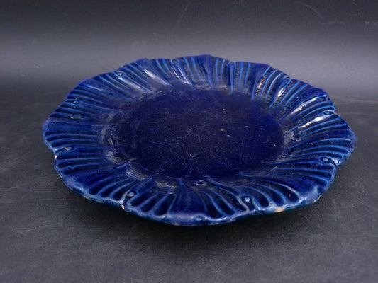 Gold Covered With Cobalt Blue finish Dish Plate  Vintage