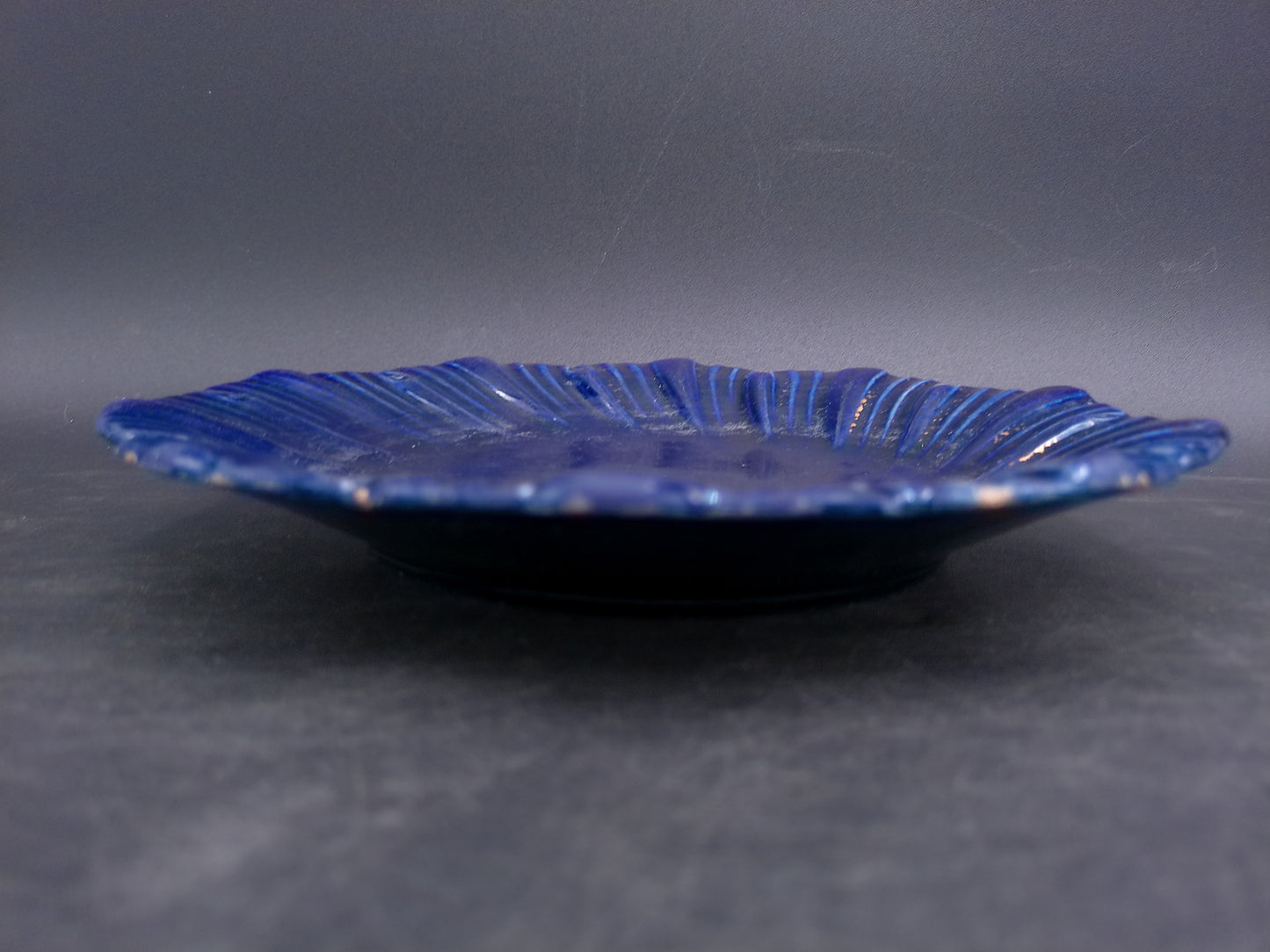Gold Covered With Cobalt Blue finish Dish Plate  Vintage