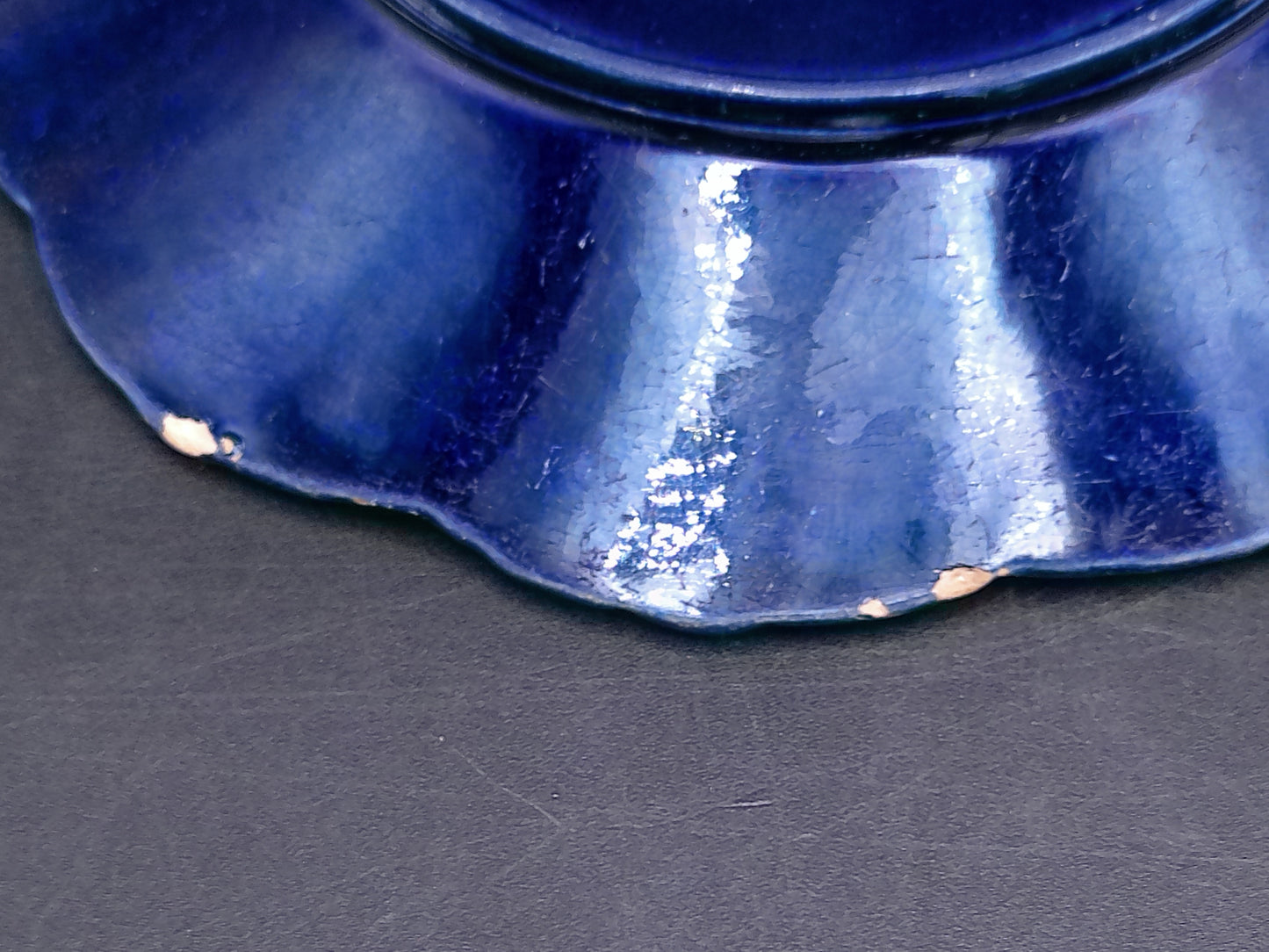 Gold Covered With Cobalt Blue finish Dish Plate  Vintage