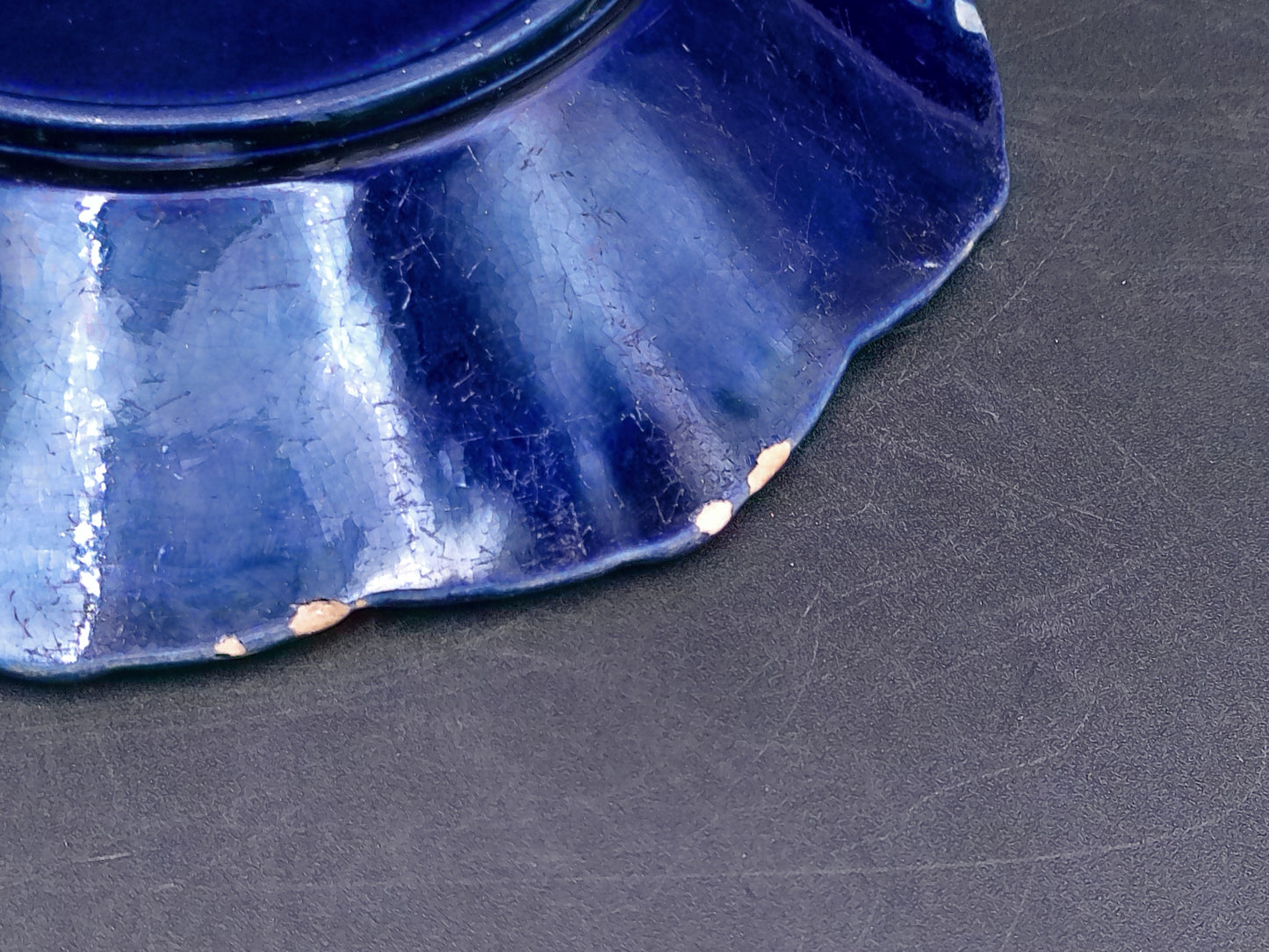 Gold Covered With Cobalt Blue finish Dish Plate  Vintage