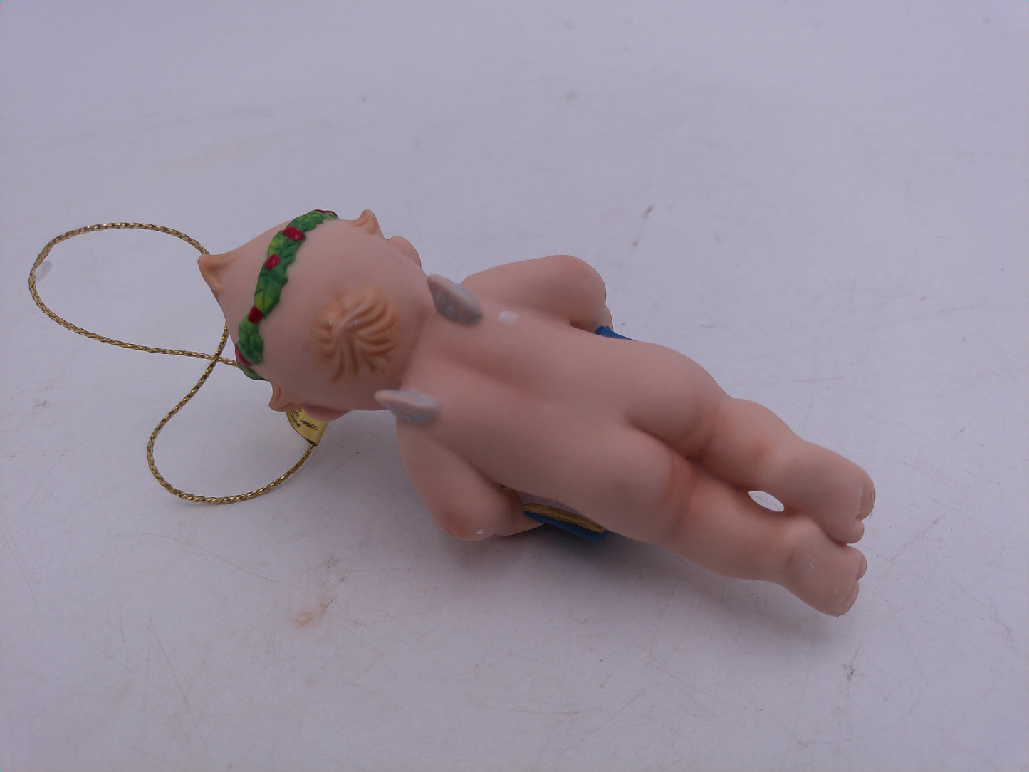 Kewpie Dolls in Box Christmas ornaments Hold wish list and Noel signs