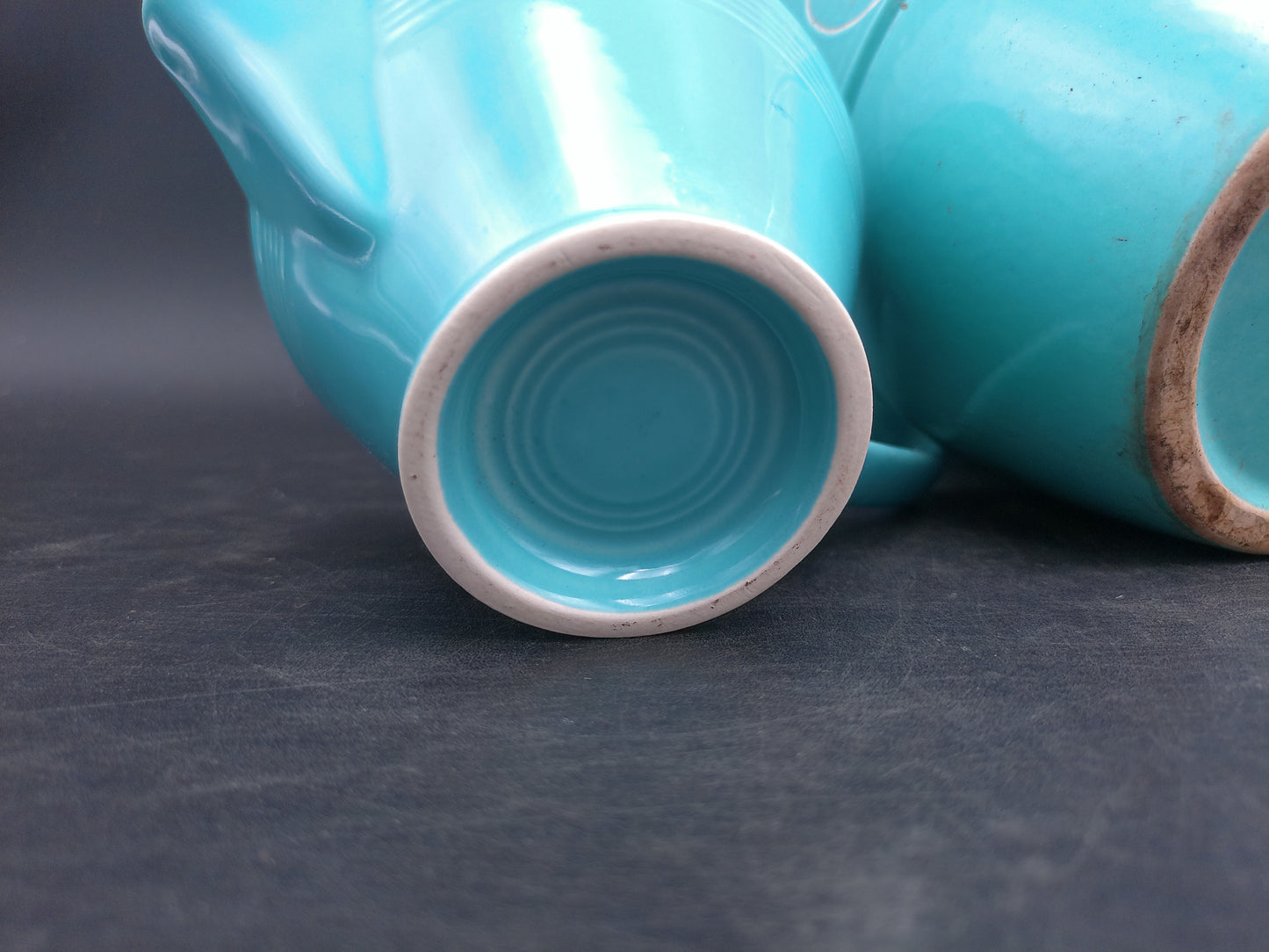 Homer Laughlin Harlequin Aqua Blue Gravy Boat and Cup
