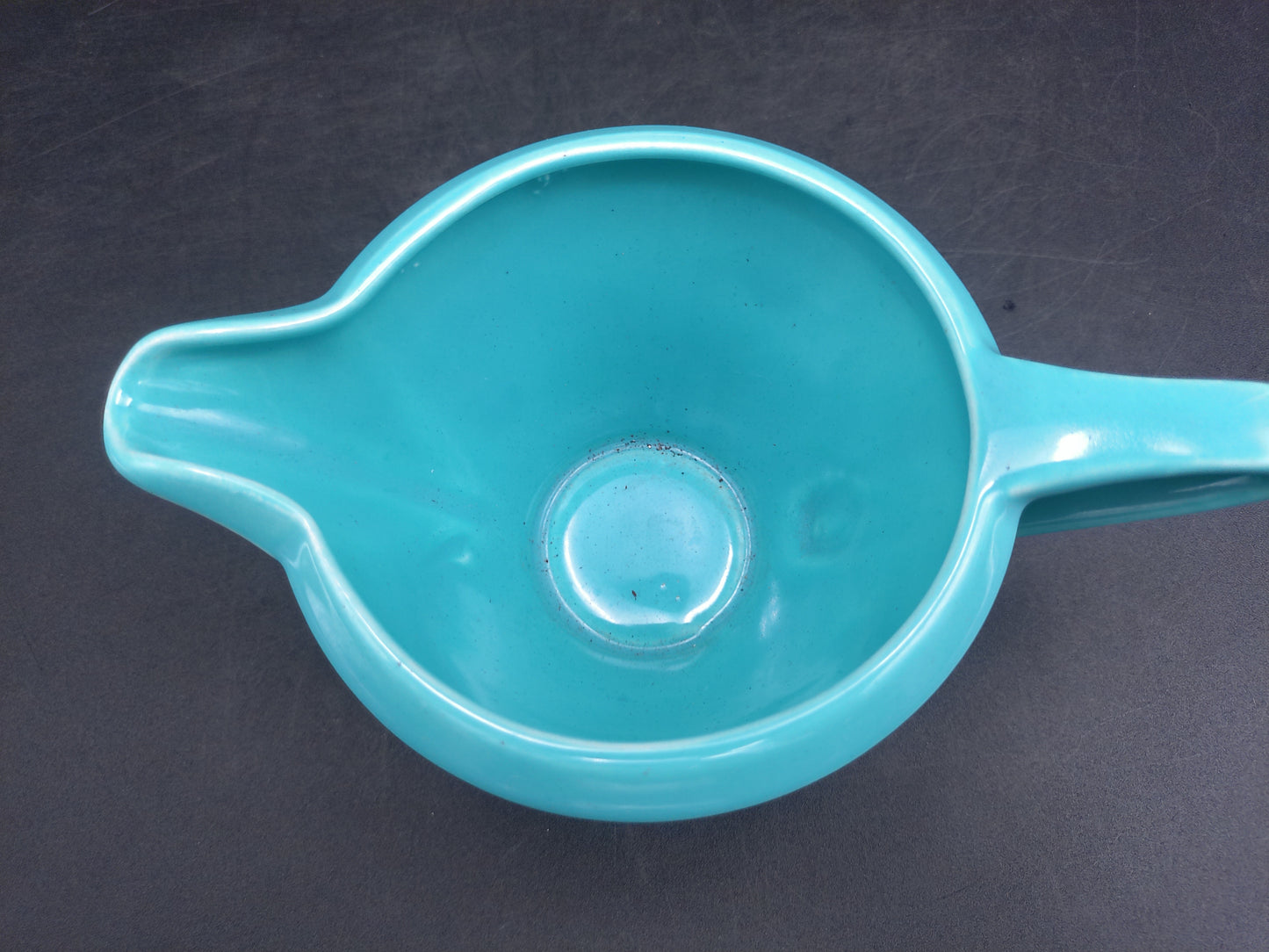 Homer Laughlin Harlequin Aqua Blue Gravy Boat and Cup