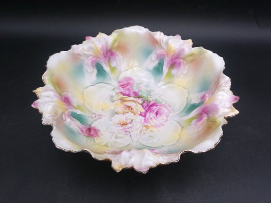 RS Prussia Bowl  Gold Rim Floral Design Antique  Beautiful