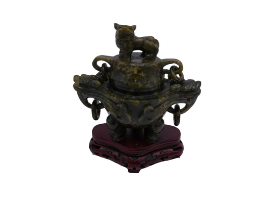 Chinese Dark Green hard sandstone Figure