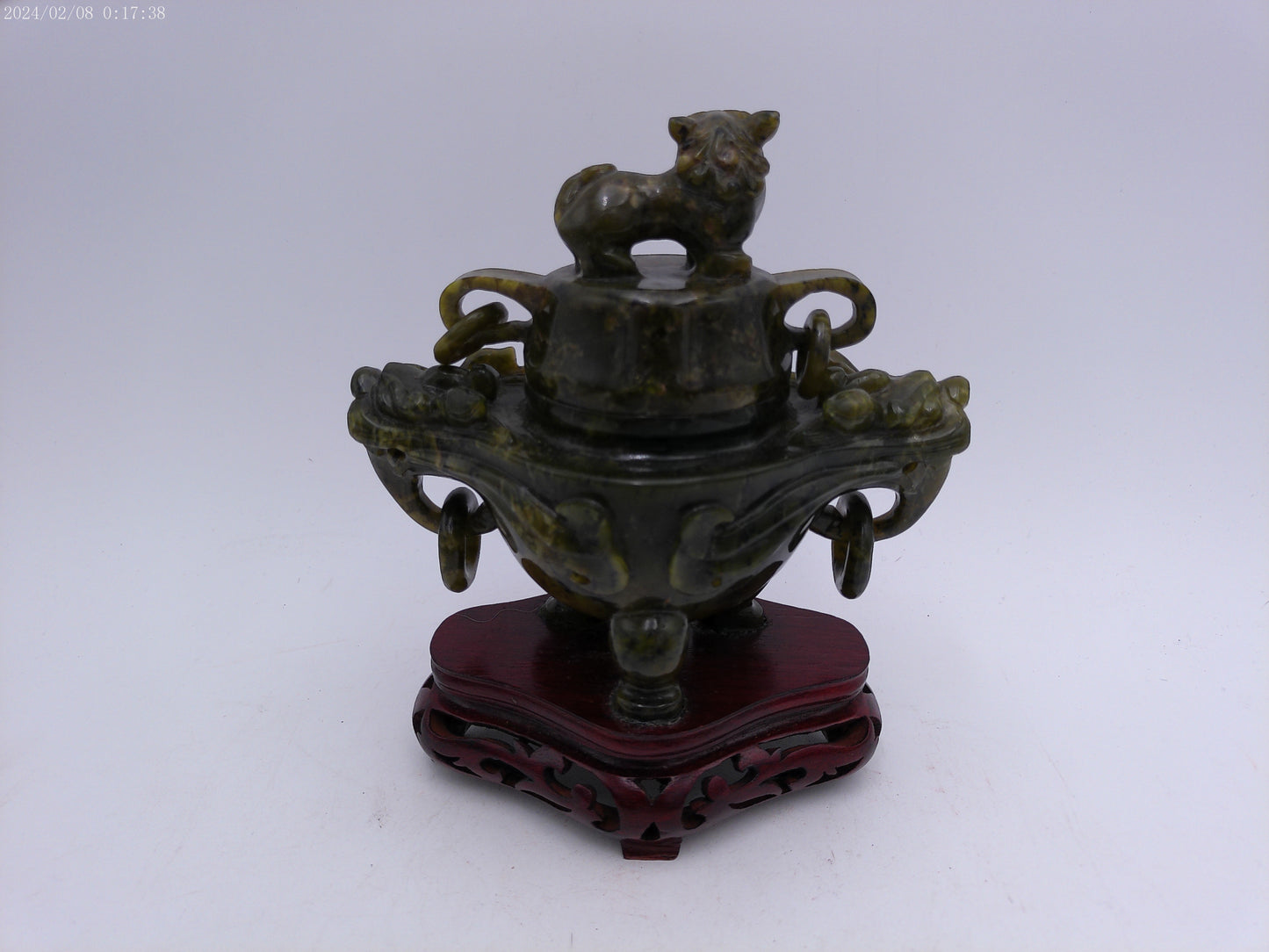 Chinese Dark Green hard sandstone Figure