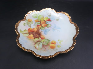 Gold Plate Gold Thick Rim Floral Design Vintage Beautiful Marked P. Palmer 1975