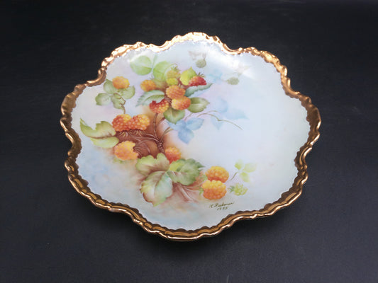Gold Plate Gold Thick Rim Floral Design Vintage Beautiful Marked P. Palmer 1975