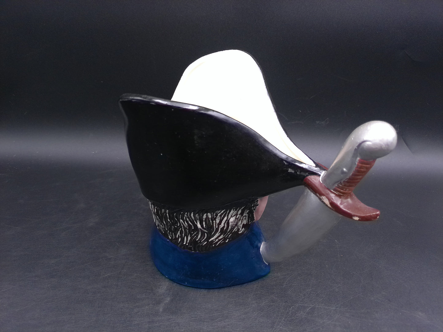 Pirate Buccaneer Large Mug Pitcher With knife Handle Porcelain Vintage