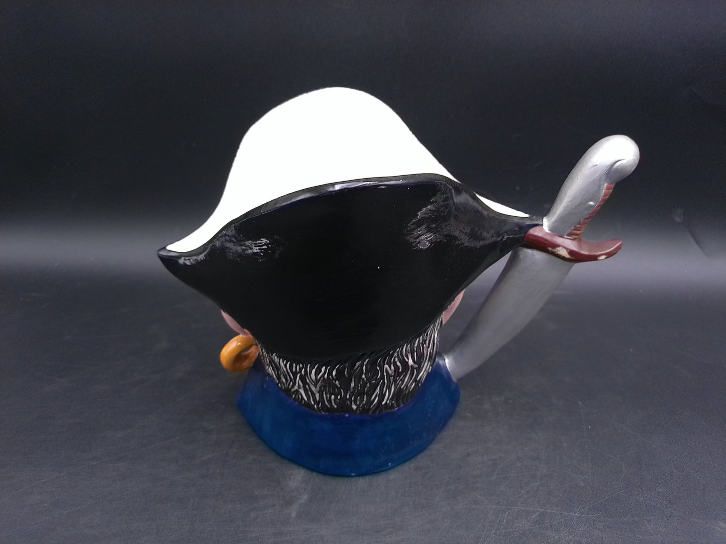 Pirate Buccaneer Large Mug Pitcher With knife Handle Porcelain Vintage