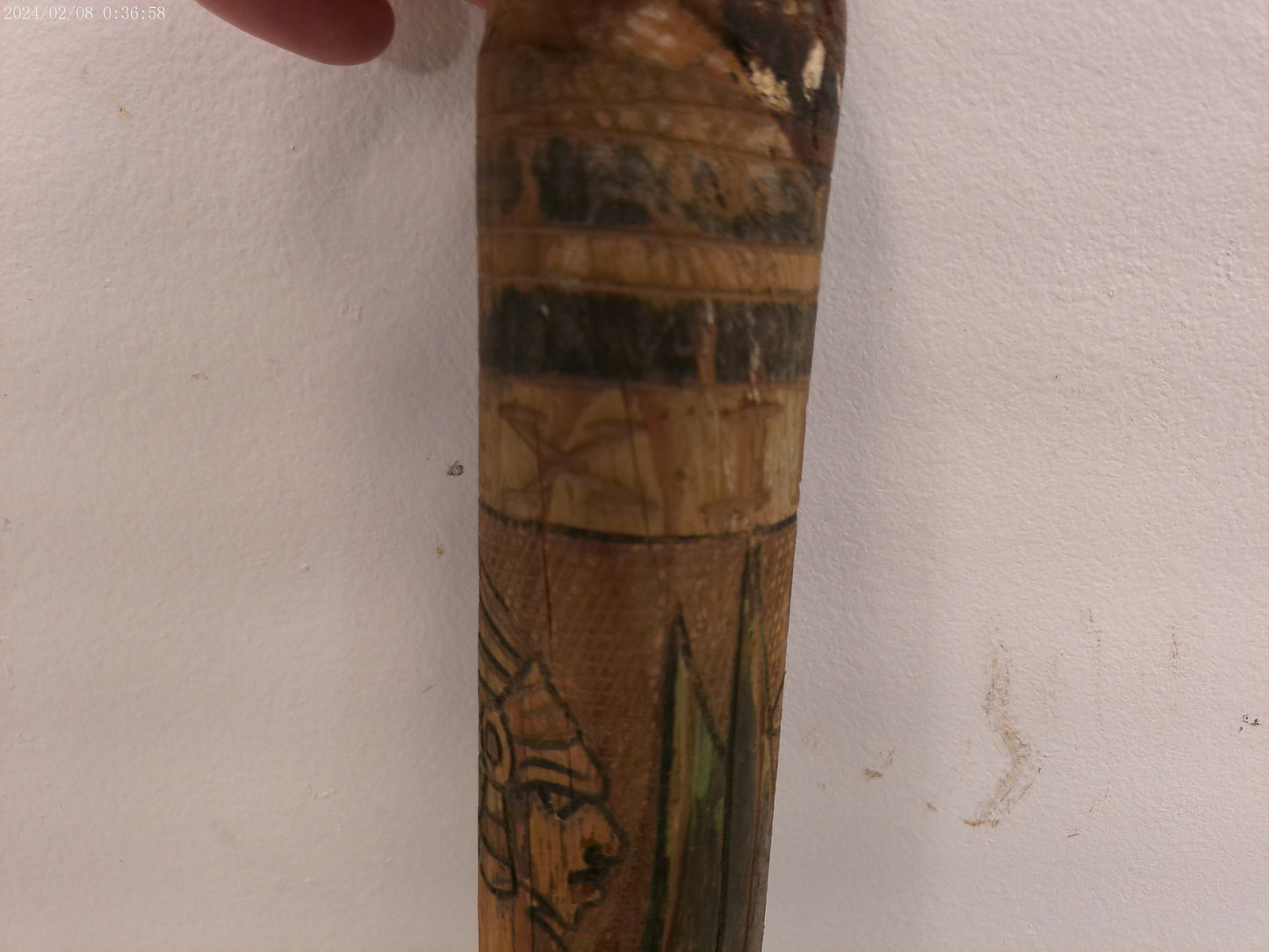Hand Carved Aztec  Pinata Mexican Hand Painted Wooden Baseball Bat