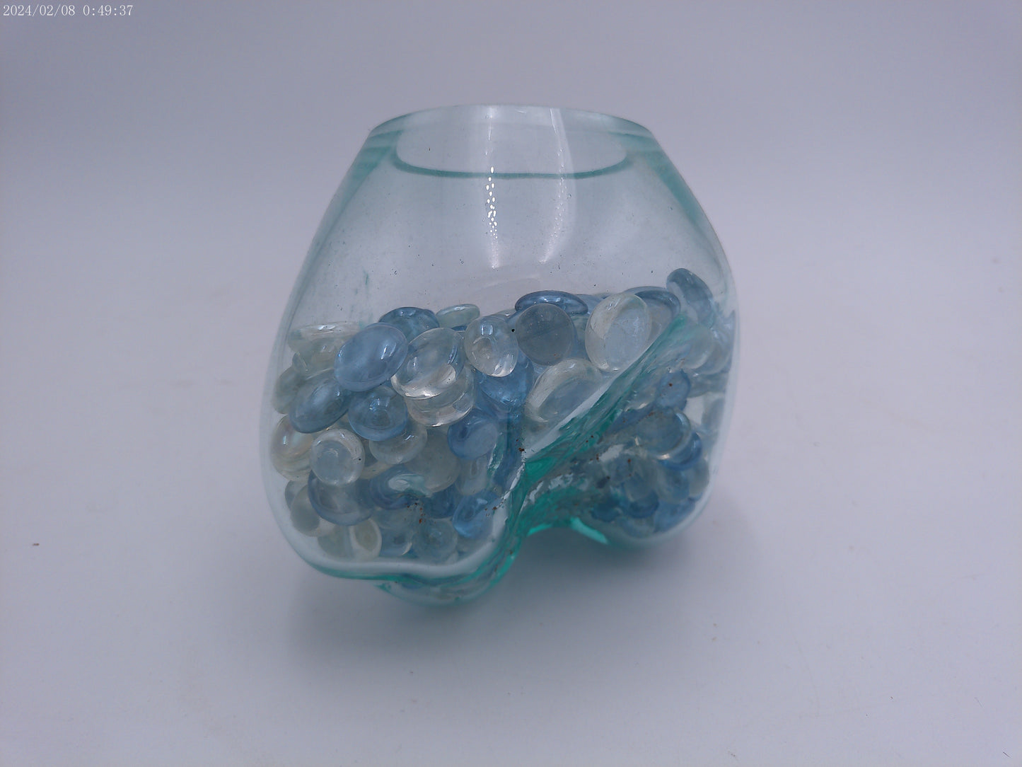 Clear Glass On Teak Driftwood Base Decorative Bowl Vase