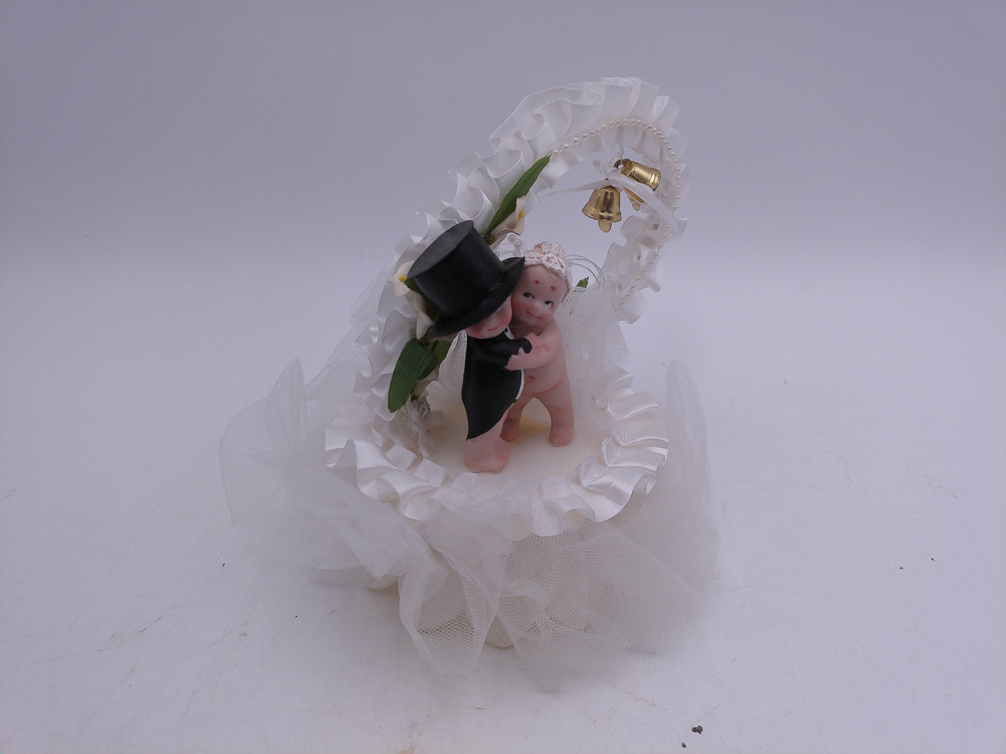 Kewpie Wedding Cake Topper Style Bride & Groom with Petals