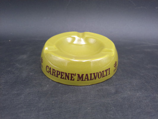 Yellow Green Carpene Malvolti Ceramic Ashtray Marked 1868 Made in Italy