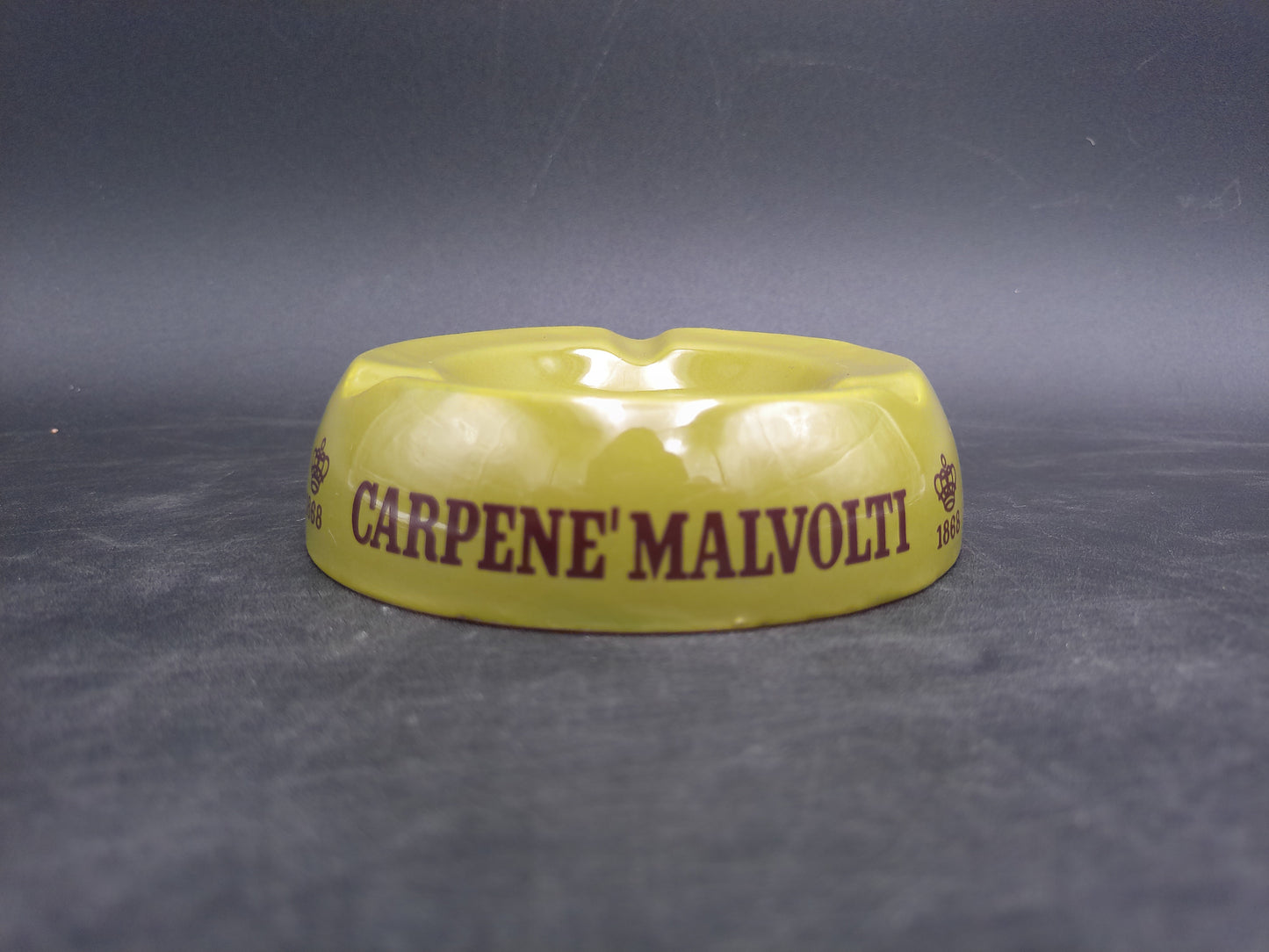 Yellow Green Carpene Malvolti Ceramic Ashtray Marked 1868 Made in Italy