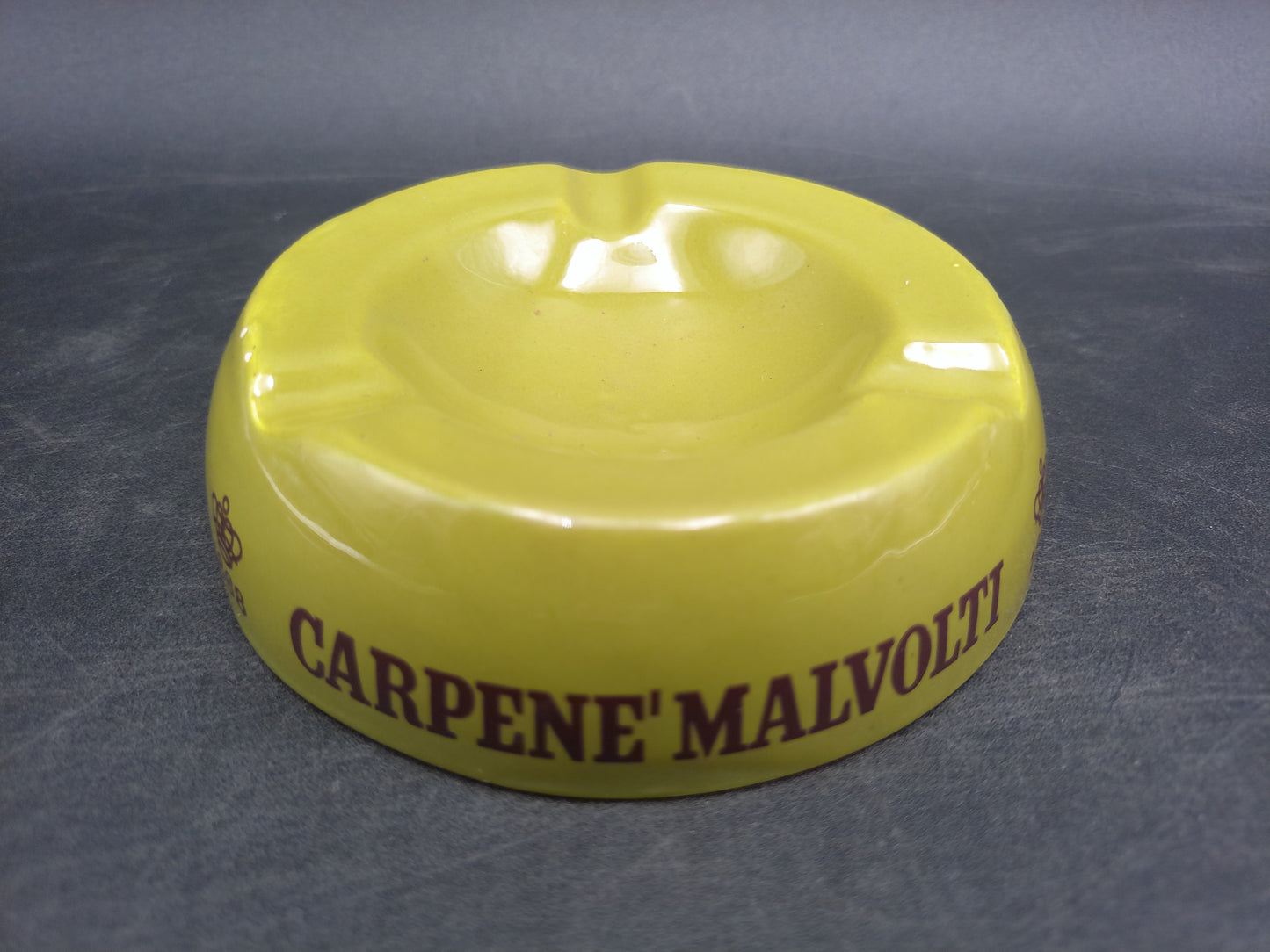 Yellow Green Carpene Malvolti Ceramic Ashtray Marked 1868 Made in Italy