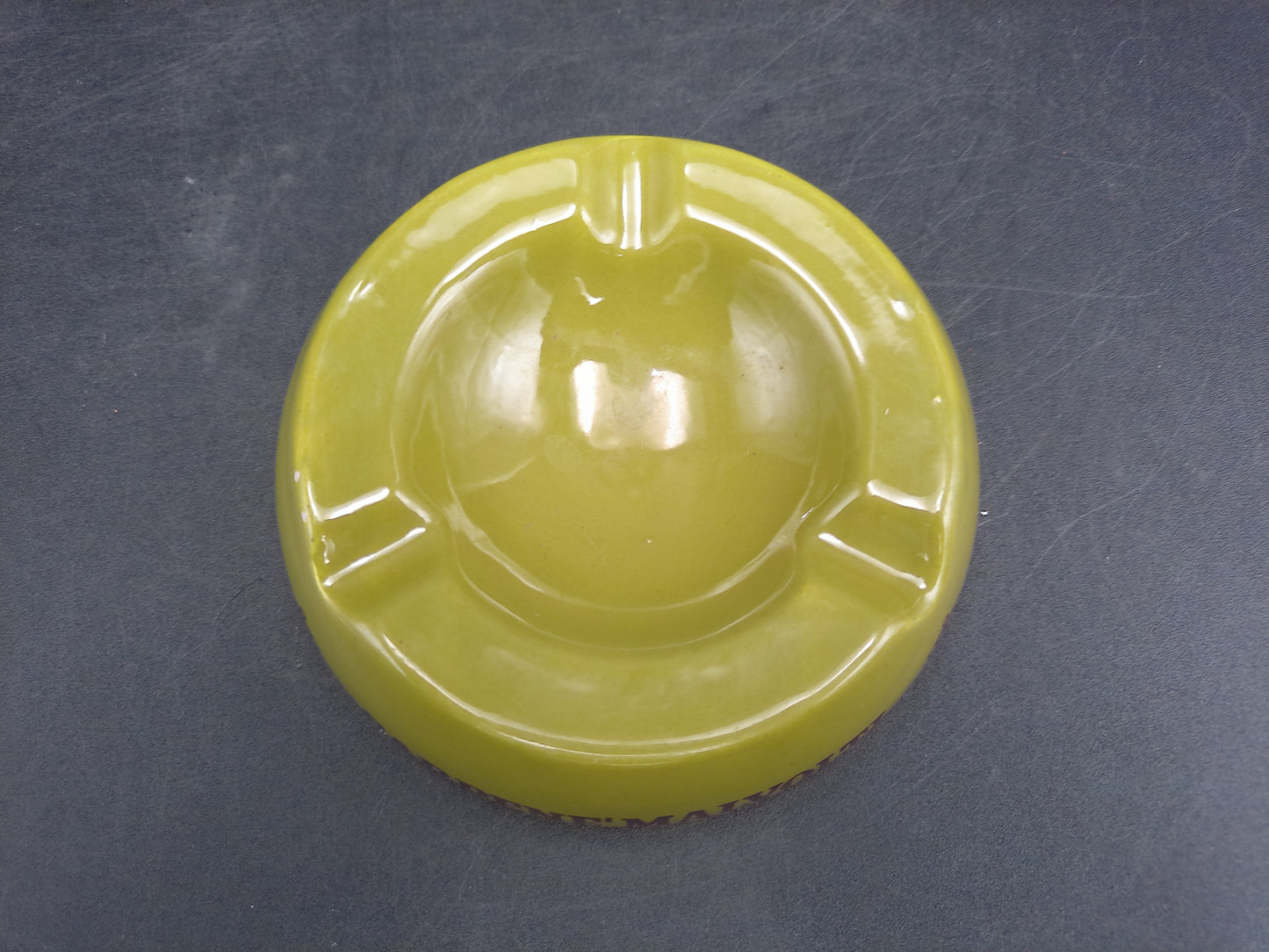 Yellow Green Carpene Malvolti Ceramic Ashtray Marked 1868 Made in Italy